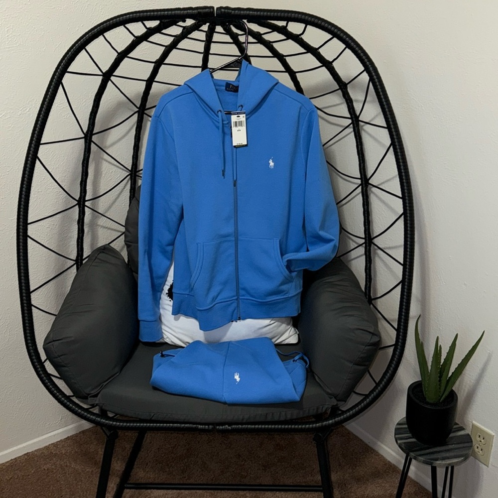 Men’s POLO RALPH LAUREN, Sky Blue TECH FLEECE Zip Up Set! Brand new!🔥 …